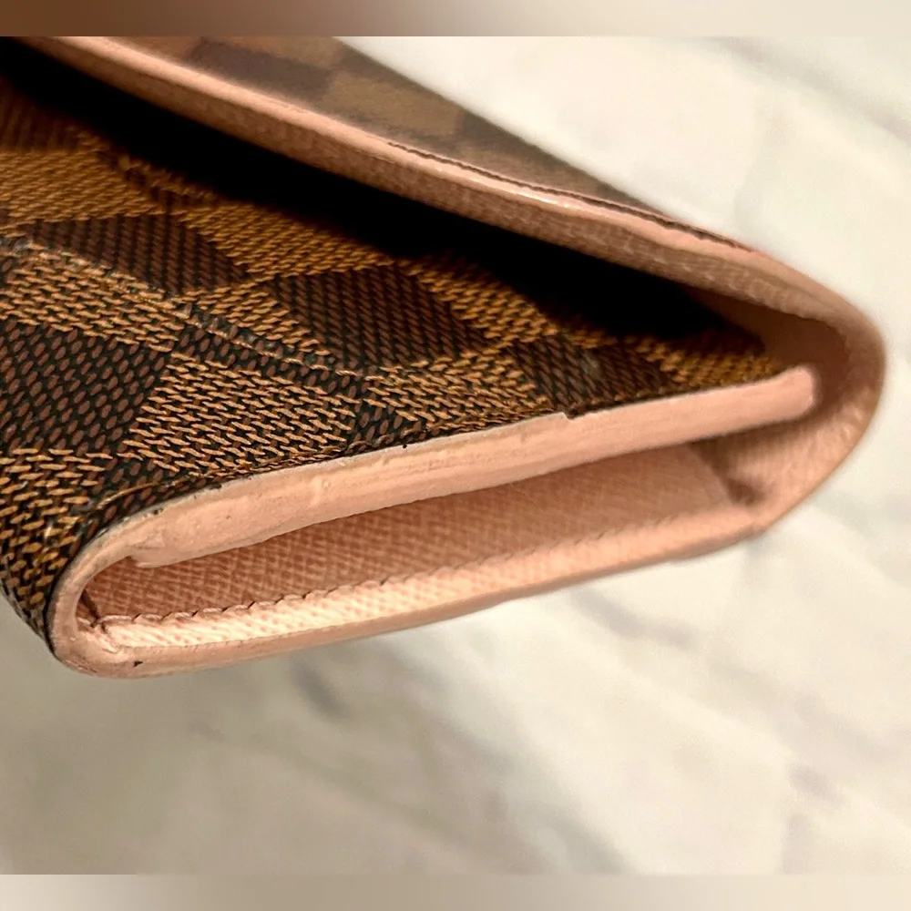 SOLD! ❌ Louis Vuitton Brown Damier Caissa Wallet With Pink Interior & Dust Bag - Picture 11 of 16